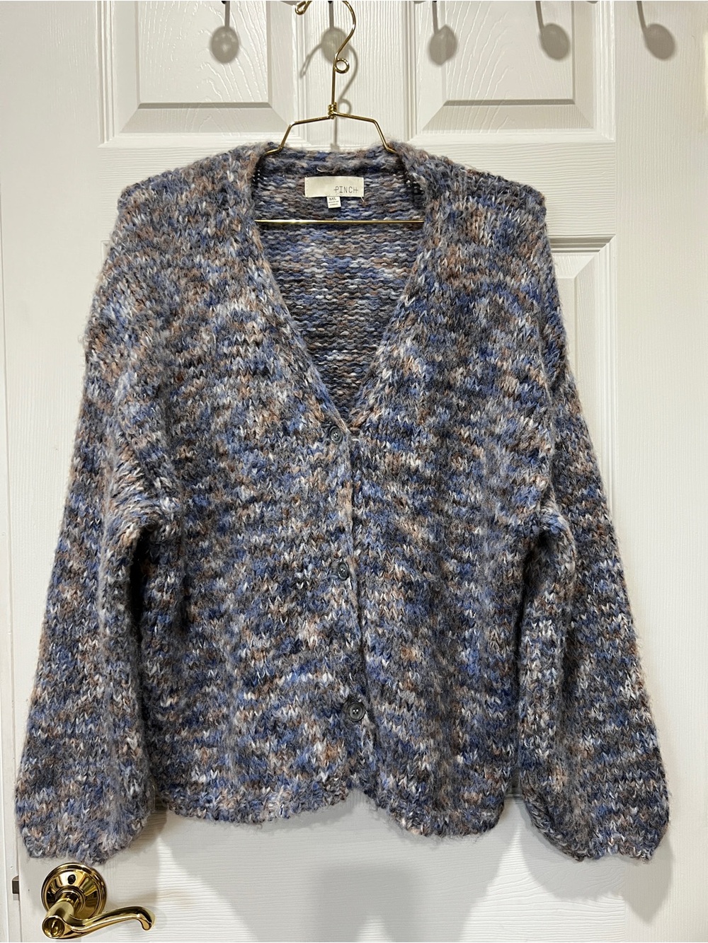 Pinch Chunky Knit Cardigan Sweater Multicolor Marled Purple Size M/L Long Sleeve